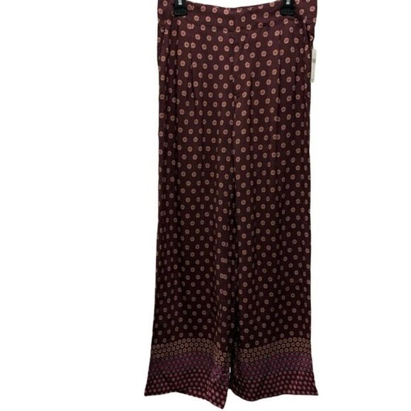 Anthropologie Womens Marsden Wide Leg Pants Size 6 Graphic Abstract Maroon - Picture 4 of 10